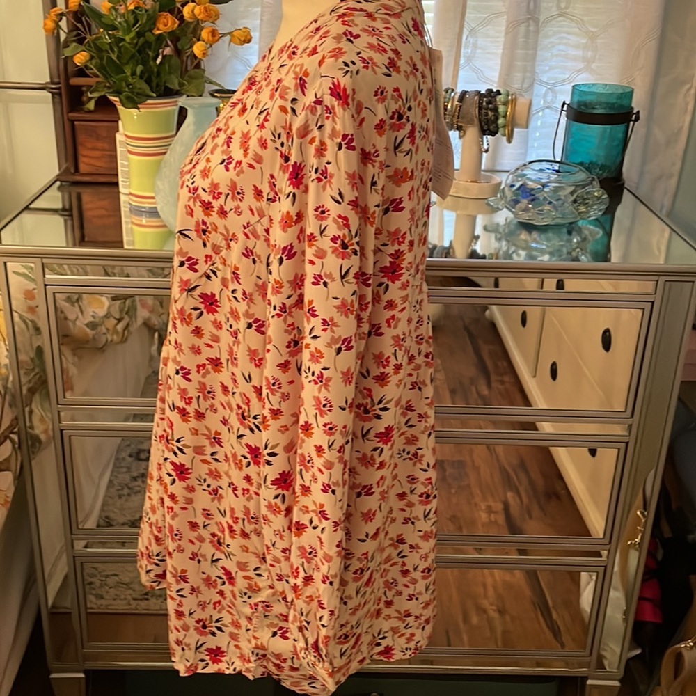 NWT BeachLunchLounge tunic. Size L. Autumn leaves print w dropped waist​ - Picture 2 of 16